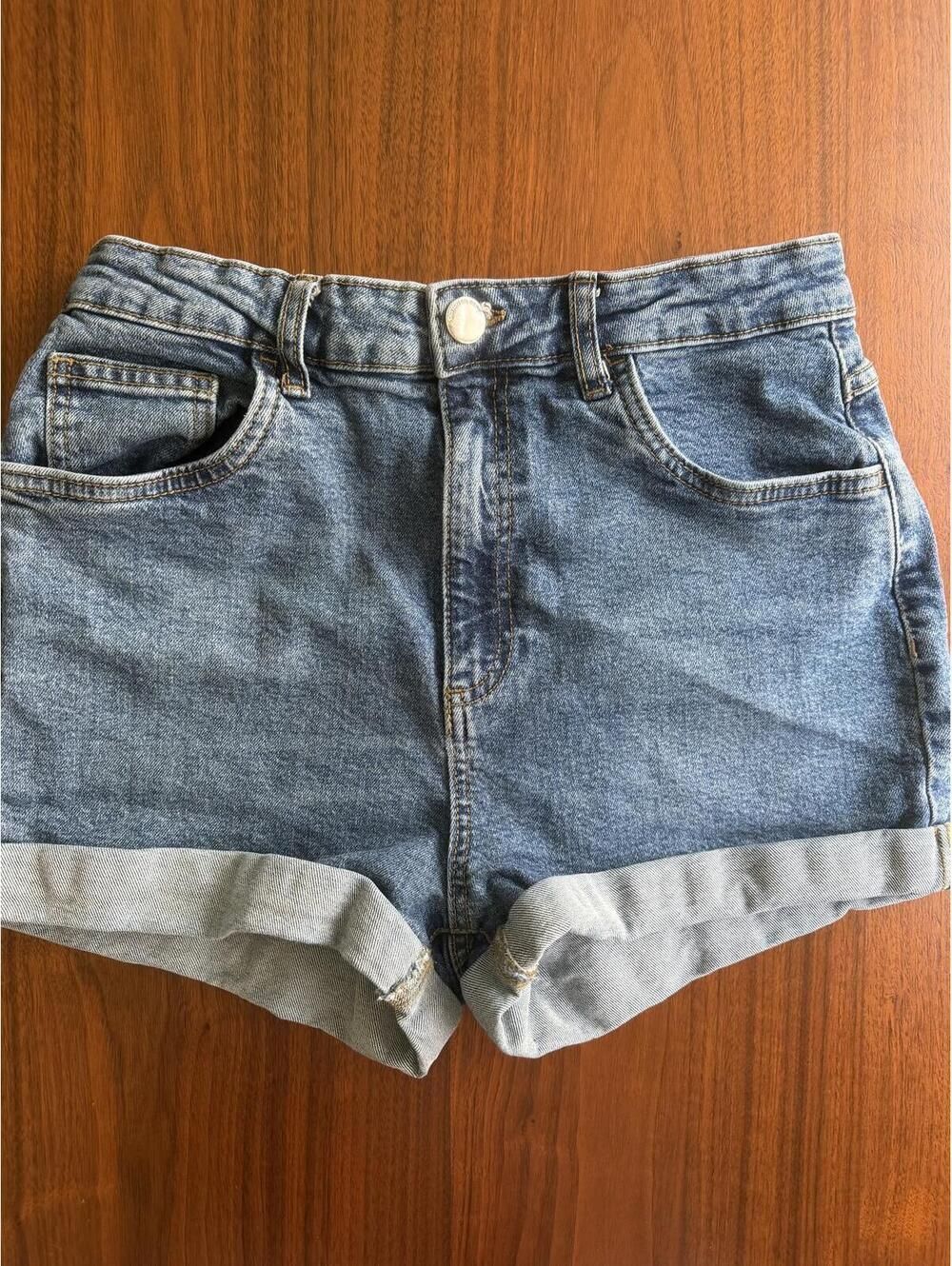 Cotton On Women's High Waist Rolled Hem Medium Wash Denim Shorts - Size 8